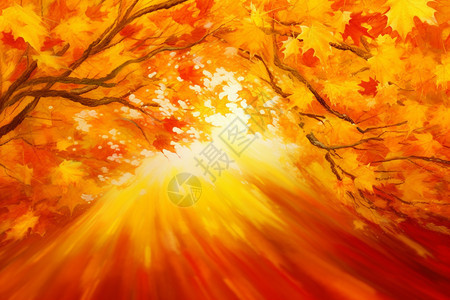 秋季树枝上的枫叶背景图片