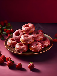 甜蜜的草莓甜甜圈图片