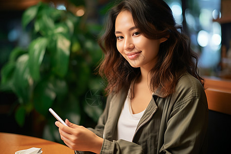 室内开心的长发女孩图片