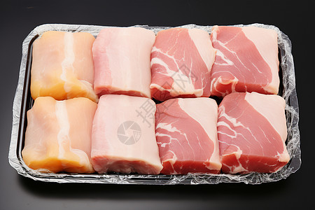 盒子中烹饪的猪肉图片