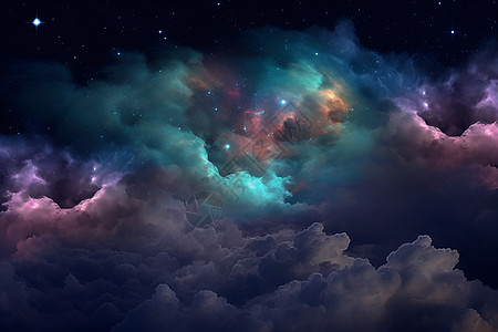 彩色云朵与繁星图片