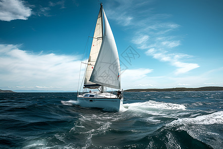 蓝天白云下的帆船高清图片