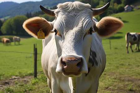 农业养殖的白色牛背景图片