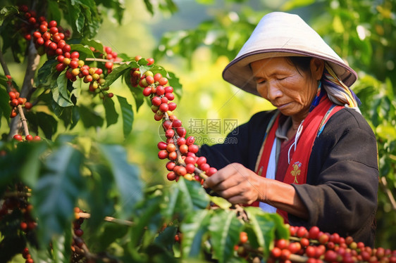 采摘浆果的农民图片