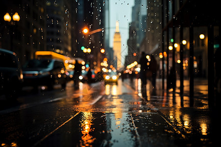 雨中的城市街道图片