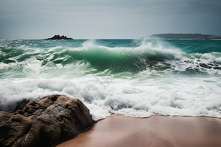 海浪拍击岩石图片