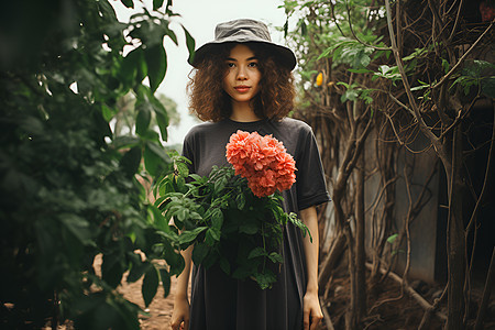 花园里的女孩图片