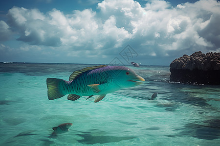 海底的鱼大海中的一条鱼背景