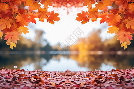 秋日的湖畔背景图片