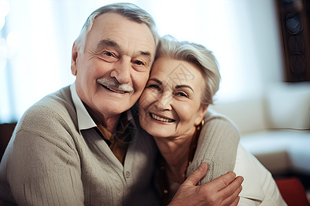 室内幸福的老年夫妻背景图片