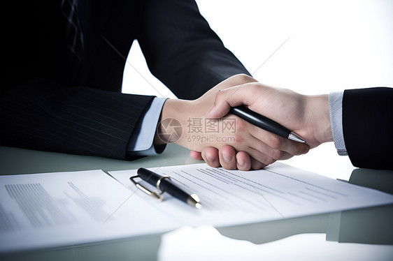 合同签署握手图片