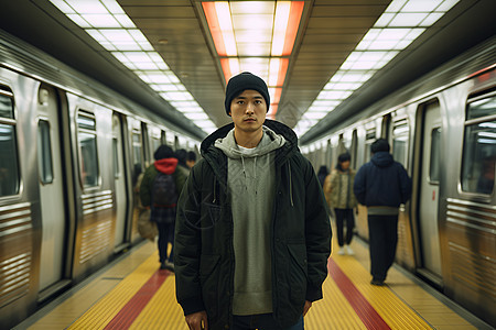 地铁站亚洲男子图片
