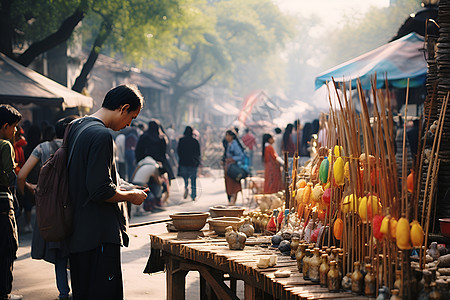 街头人流背景图片