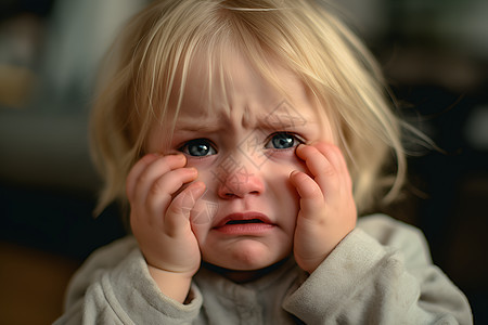 捂着脸哭泣的小女孩图片