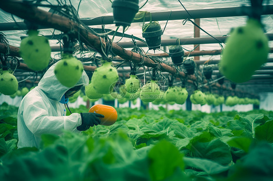 温室中实验观察植物的人图片