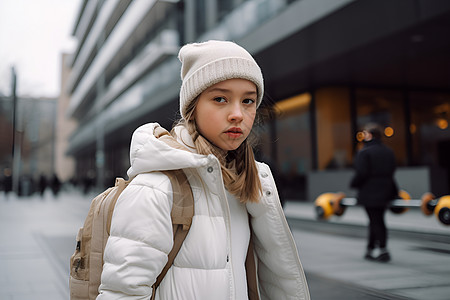 冬季户外的女孩高清图片