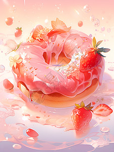 草莓甜甜圈背景图片