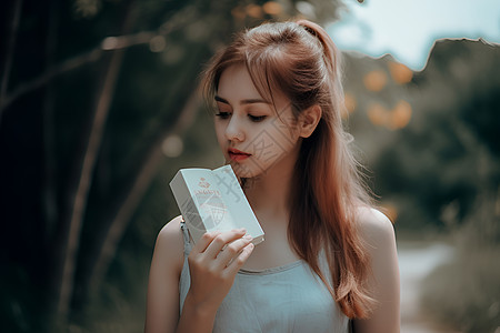 拿着书本的女孩背景图片