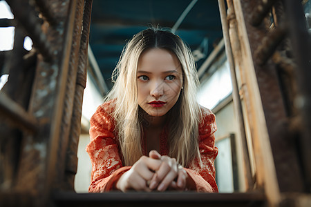 严肃沉思的女子背景图片