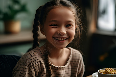 室内微笑的小女孩背景图片