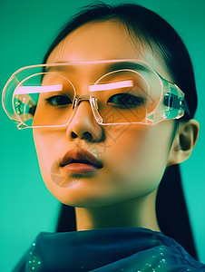 未来女孩戴着夸张的眼镜图片