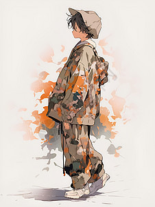 秋天里的时尚少年背景图片