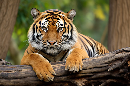潜伏森林里的老虎高清图片