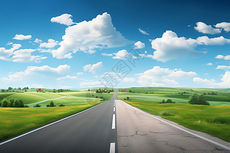 乡村公路上的风景背景图片