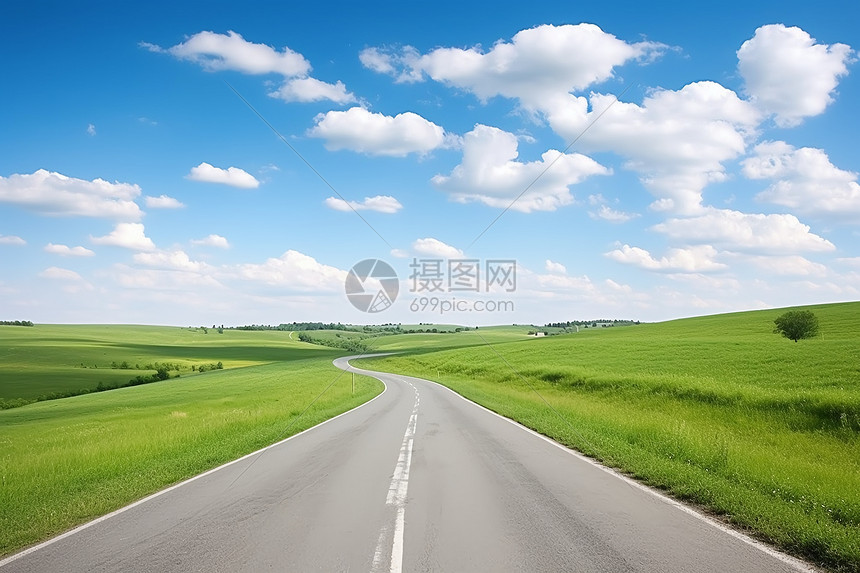 大草原上的公路图片