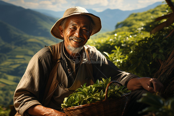 茶农喜悦的表情图片