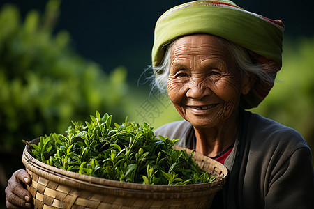 采摘产业的老奶奶背景图片