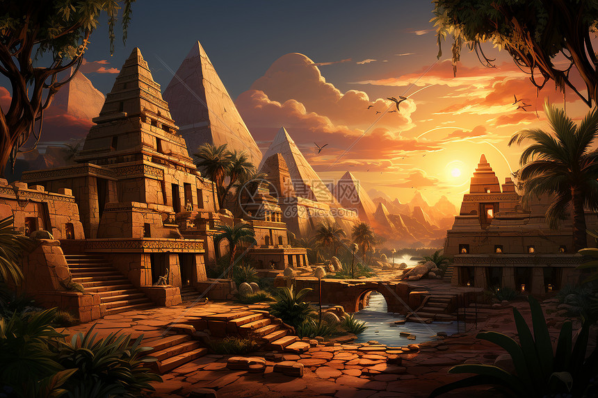 古代文明建筑的背景插画图片下载-正版图片600972775-摄图网
