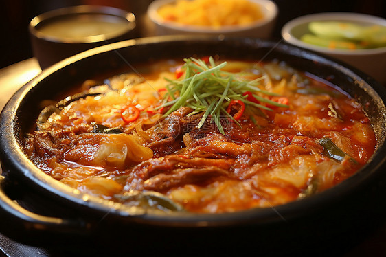 美味的韩式肉菜拼盘图片