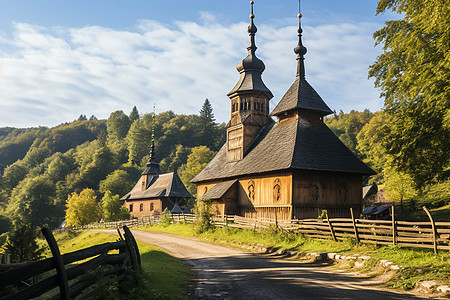 乡村风景中的教堂图片