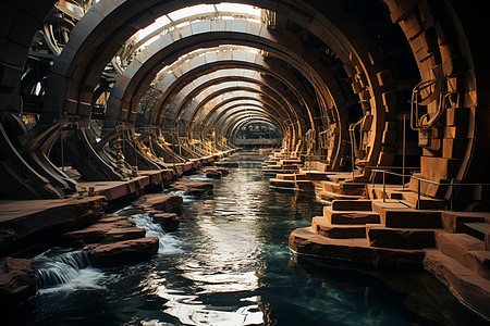 水上的螺旋建筑图片