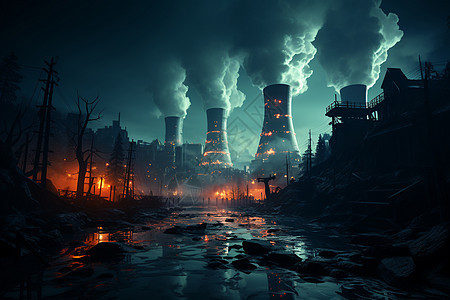 迷幻色彩下的核电厂图片