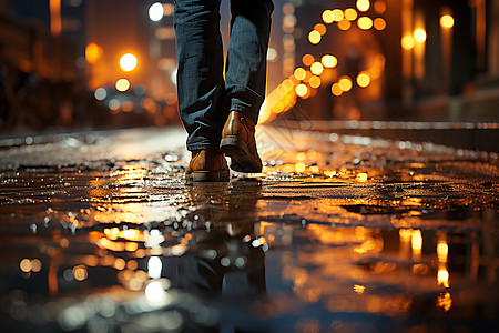 雨中的人行图片