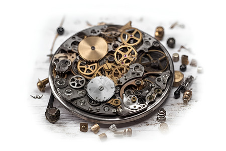 旧手表齿轮和螺丝的手表设计图片
