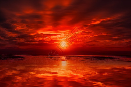 海上的日落余晖图片