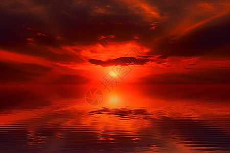 红色海上晚霞背景图片