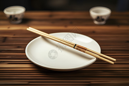 空桌子一双筷子背景