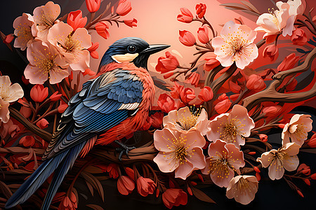 鸟语花香和谐色彩图片