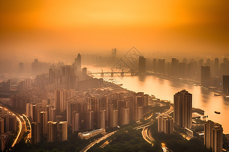 日落时分的繁华城市图片