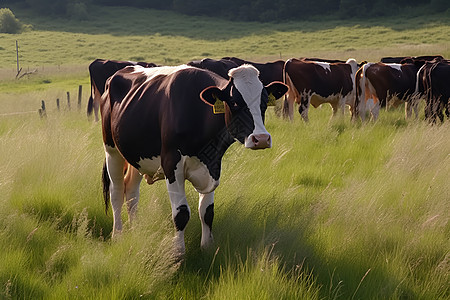 草地上的奶牛背景图片