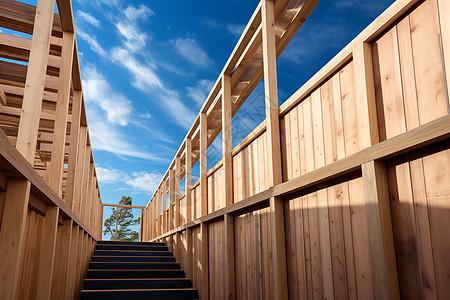 木制楼梯的建筑背景图片