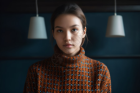 室内忧伤的女孩图片