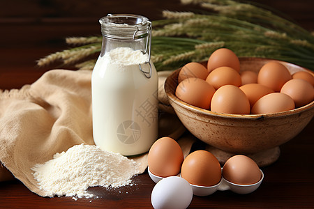 营养的牛奶和鸡蛋背景图片