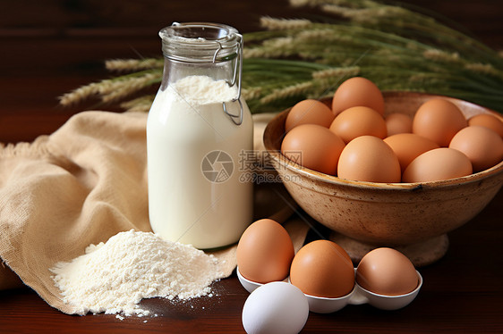 营养的牛奶和鸡蛋图片