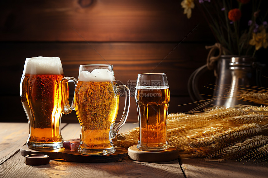 玻璃杯子里的美味啤酒图片