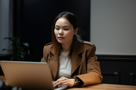 使用电脑的女子图片